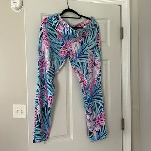 Lilly Pulitzer KELLY KNIT Skinny Ankle Pant, size 6 Peacock Blue Tweethearts